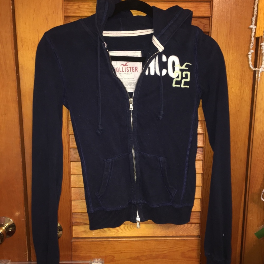 Hollister zip up hoodie blue